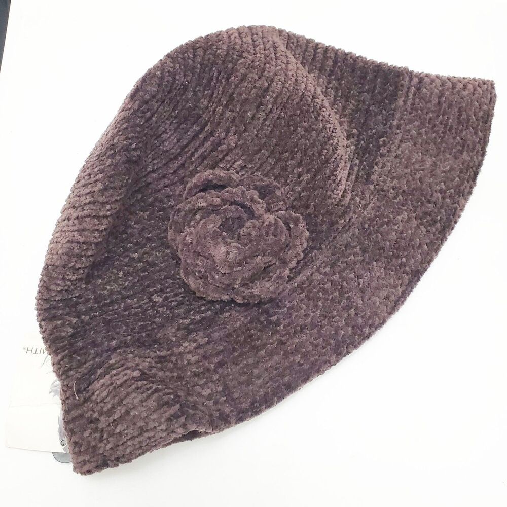 Jaclyn Smith VTG Vintage Brown Bucket Hat With Flower Accent